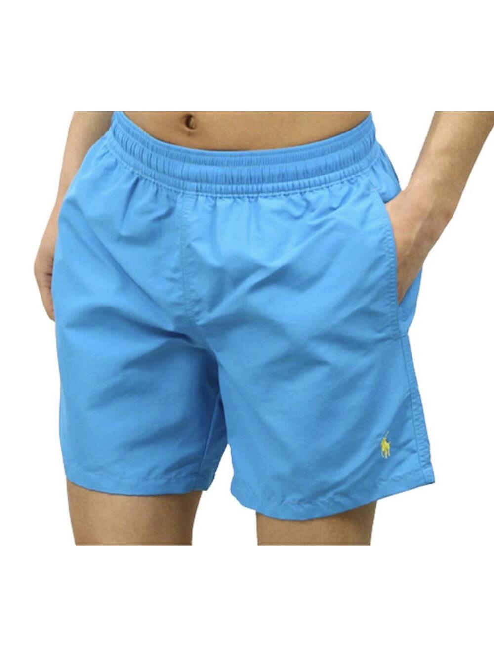 Polo Ralph Lauren Men's Lined Yellow Pony Light Blue Beach Swim Trunks XL